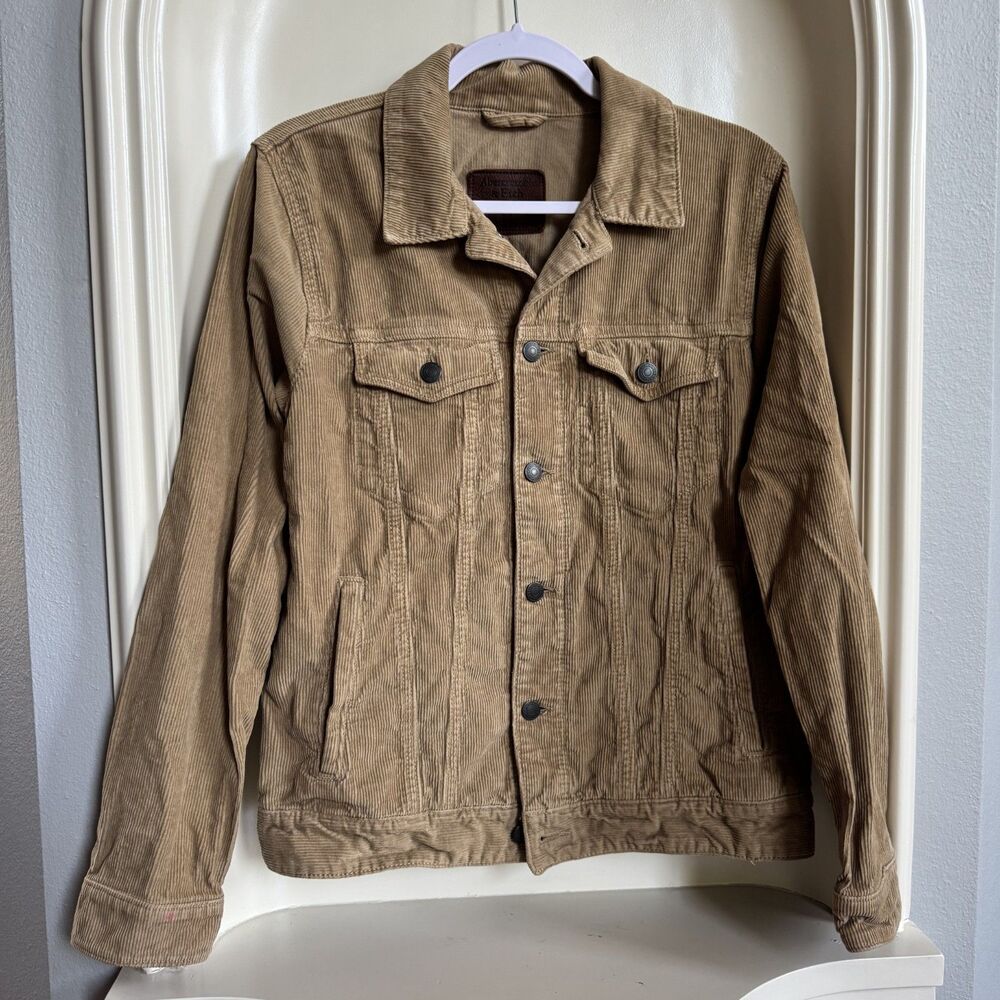 Abercrombie & Fitch Tan/Khaki Colored Corduroy Truckers Jacket Size Small